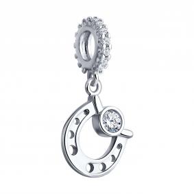 Серебряная подвеска-шарм Символ года Лошадь SOKOLOV с фианитом 94033052 94033052 фото