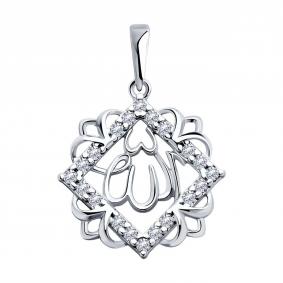 Серебряная подвеска SOKOLOV 94033063 с фианитом 94033063 фото