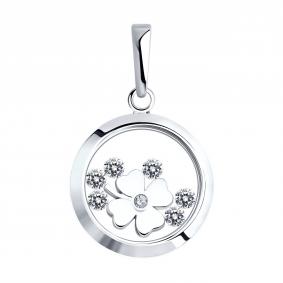 Серебряная подвеска SOKOLOV с минеральным стеклом и подвижным фианитом 94033077 94033077 фото