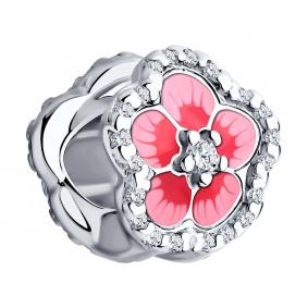 Серебряная подвеска-шарм SOKOLOV с фианитом и эмалью 94033082 94033082 фото