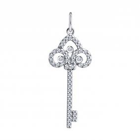 Серебряная подвеска SOKOLOV 94033083 с фианитом 94033083 фото