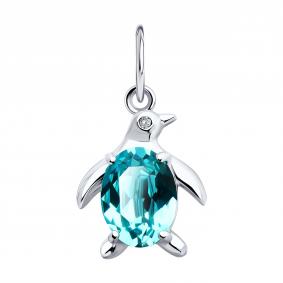 Серебряная подвеска SOKOLOV 94033117-91 с фианитом и ювелирным кристаллом 94033117-91 фото