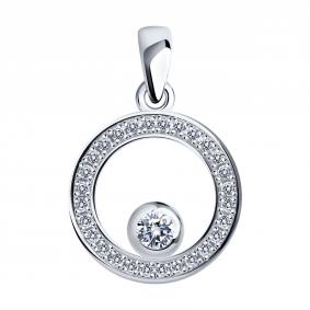 Серебряная подвеска SOKOLOV 94033172-91 с фианитом 94033172-91 фото