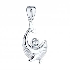 Серебряная подвеска SOKOLOV 94033206 с фианитом 94033206 фото