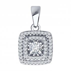 Серебряная подвеска SOKOLOV 94033227-91 с фианитом 94033227-91 фото