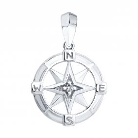 Серебряная подвеска SOKOLOV 94033285 с фианитом 94033285 фото