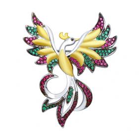 Серебряная брошь SOKOLOV 94040130 с фианитом 94040130 фото