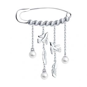 Серебряная булавка SOKOLOV 94040134 с жемчугом 94040134 фото