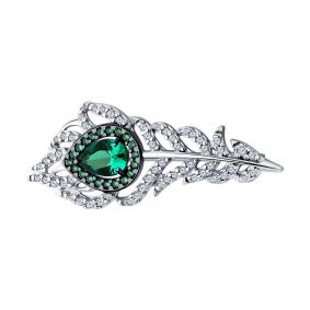 Серебряная брошь SOKOLOV 94040277-91 с фианитом 94040277-91 фото