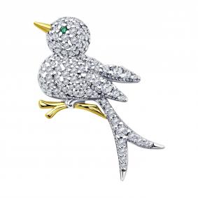 Серебряная брошь SOKOLOV 94040280 с фианитом 94040280 фото