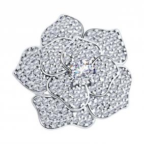 Серебряная брошь SOKOLOV 94040283 с фианитом 94040283 фото