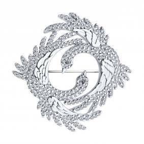 Серебряная брошь SOKOLOV 94040316-91 с фианитом 94040316-91 фото