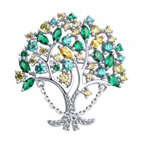 Серебряная брошь SOKOLOV 94040323-91 с фианитом 94040323-91 фото