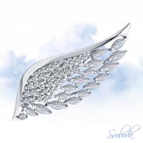 Серебряная брошь SOKOLOV 94040330 с фианитом 94040330 фото