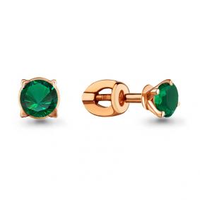 Золотые серьги AQUAMARINE 940476ки с изумрудом 940476ки фото
