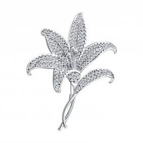 Серебряная брошь SOKOLOV 94049022 с фианитом 94049022 фото