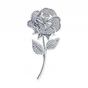 Серебряная брошь SOKOLOV 94049024 с фианитом 94049024 фото