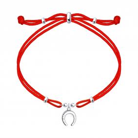 Текстильный шнурок с декоративным элементом из серебра Подкова SOKOLOV 94050376 94050376 фото