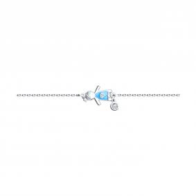 Серебряный браслет SOKOLOV 94050377 с фианитом и эмалью 94050377 фото