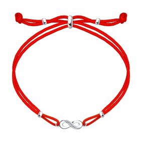 Текстильный шнурок с декоративным элементом из серебра Бесконечность SOKOLOV с фианитом 94050422 94050422 фото