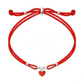 Текстильный шнурок с декоративным элементом из серебра SOKOLOV с эмалью 94050423 94050423 фото