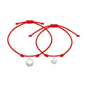 Текстильный шнурок с декоративным элементом из серебра  SOKOLOV с фианитом 94050448 94050448 фото