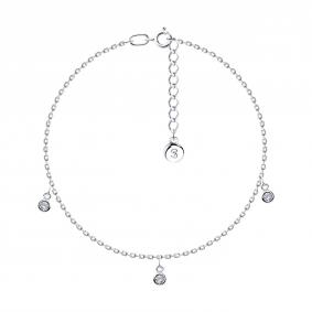 Серебряный браслет на ногу SOKOLOV с фианитом 94050505 94050505 фото