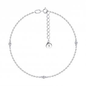 Серебряный браслет на ногу SOKOLOV с фианитом 94050509 94050509 фото