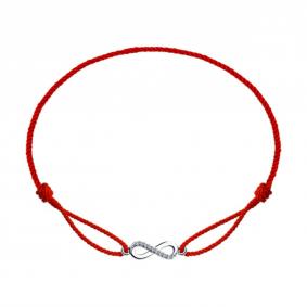 Текстильный шнурок с декоративным элементом из серебра Бесконечность SOKOLOV с фианитом 94050525-91 94050525-91 фото