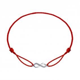 Текстильный шнурок с декоративным элементом из серебра Бесконечность SOKOLOV с фианитом 94050525 94050525 фото