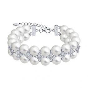 Серебряный браслет SOKOLOV 94050641 с фианитом и жемчугом 94050641 фото
