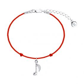 Текстильный шнурок с декоративным элементом из серебра SOKOLOV 94050764 94050764 фото