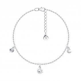 Серебряный браслет на ногу SOKOLOV с фианитом 94050801 94050801 фото