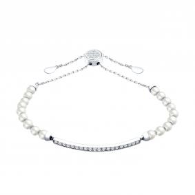 Серебряный браслет SOKOLOV 94050979-91 с фианитом и жемчугом 94050979-91 фото