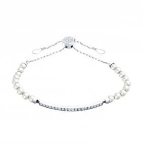 Серебряный браслет SOKOLOV 94050979 с фианитом и жемчугом 94050979 фото