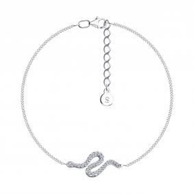 Серебряный браслет Символ года Змея SOKOLOV с фианитом 94051039 94051039 фото