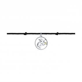 Текстильный шнурок с декоративным элементом из серебра SOKOLOV с фианитом 94051163 94051163 фото