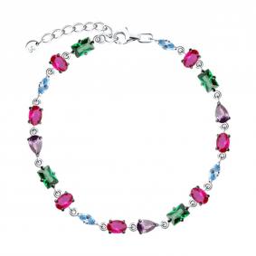 Серебряный браслет SOKOLOV 94051241-91 с фианитом и рубиновым корундом 94051241-91 фото