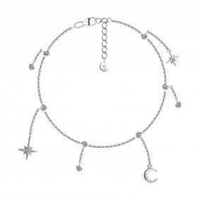 Серебряный браслет на ногу SOKOLOV с фианитом 94051254 94051254 фото