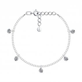 Серебряный браслет SOKOLOV 94051265 с фианитом и жемчугом 94051265 фото