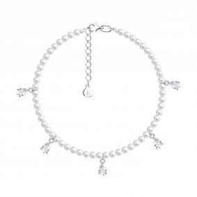 Серебряный браслет SOKOLOV 94051266-91 с фианитом и жемчугом 94051266-91 фото
