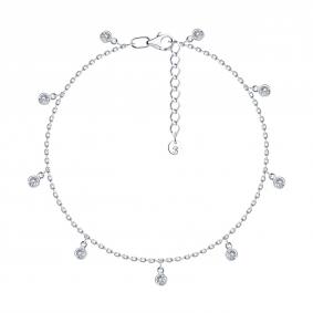 Серебряный браслет на ногу SOKOLOV с фианитом 94051270 94051270 фото