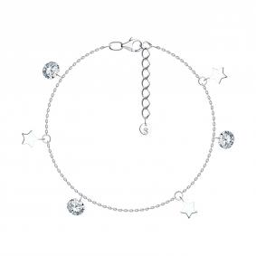 Серебряный браслет на ногу SOKOLOV с фианитом 94051283 94051283 фото