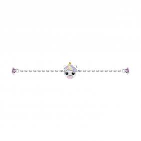 Серебряный браслет SOKOLOV 94051299 с фианитом и эмалью 94051299 фото