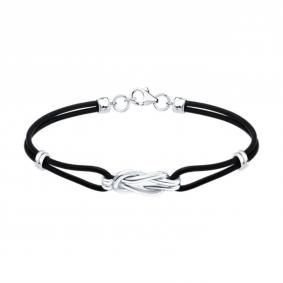 Кожаный браслет с декоративным элементом из серебра SOKOLOV 94051564 94051564 фото