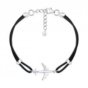 Кожаный браслет SOKOLOV с декоративным элементом и замком из серебра 94051578 94051578 фото