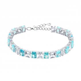 Серебряный браслет SOKOLOV 94051624 с фианитом и аквамарином 94051624 фото