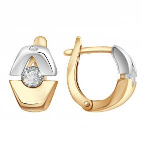 Золотые серьги AQUAMARINE 940597к с бриллиантом 940597к фото