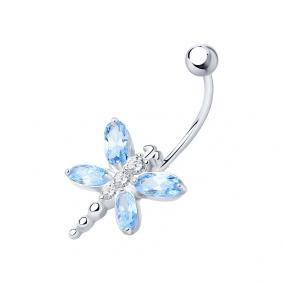 Серебряный пирсинг в пупок SOKOLOV с фианитом 94060025 94060025 фото