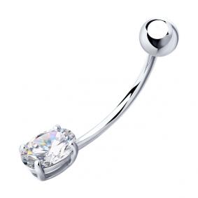 Серебряный пирсинг в пупок SOKOLOV с фианитом 94060061 94060061 фото